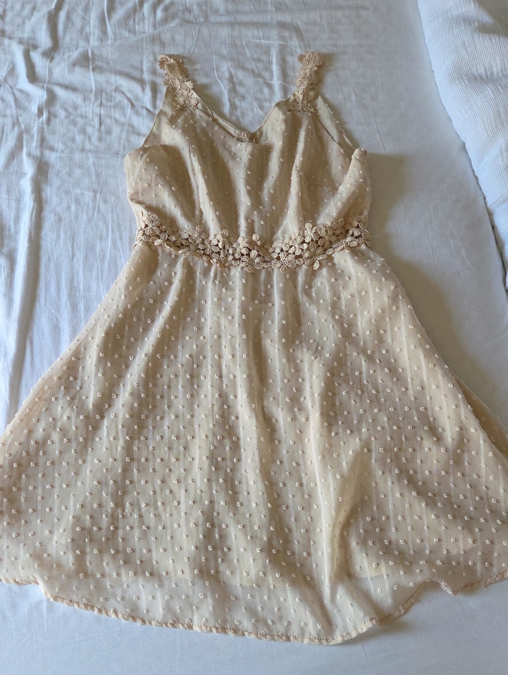 Womens' Cream Lace Trim Party Dress